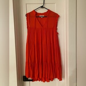 And Now This Vibrant Dark Coral Midi Dress